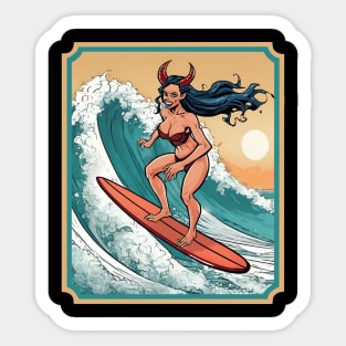 Succubus surf riding Sticker